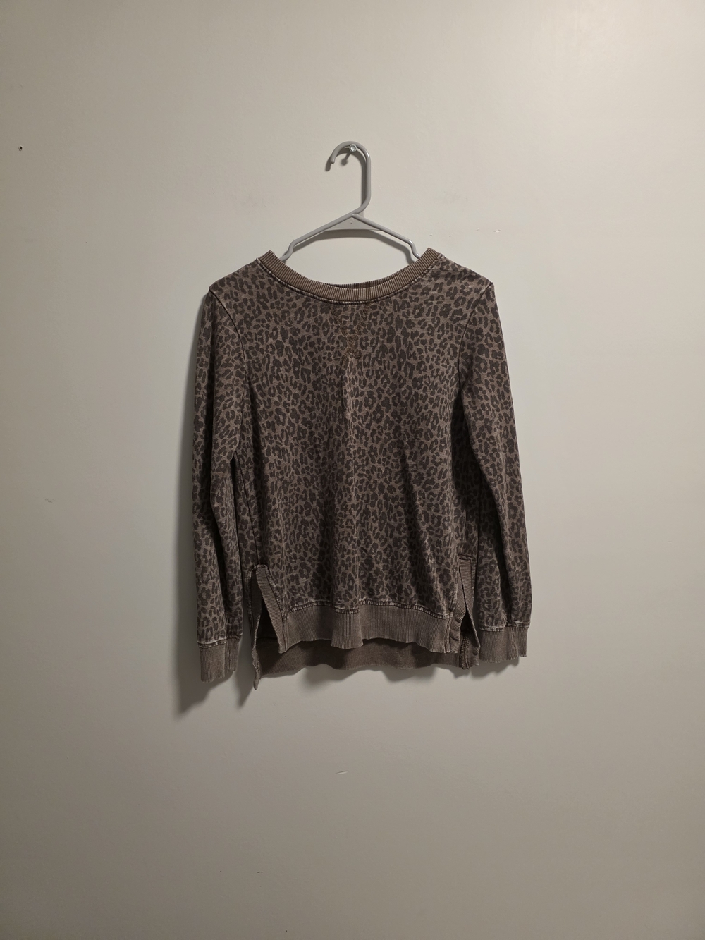 Wallflower Taupe Leopard-Print Crewneck Sweatshirt